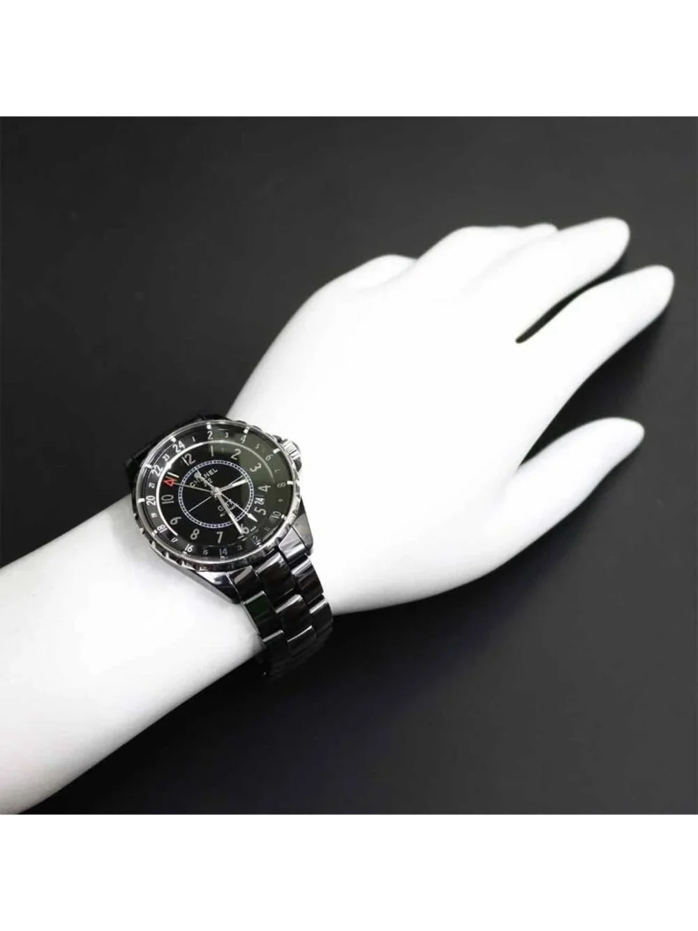 Chanel GMT 38 Watch Date Black Ceramic Automatic Winding